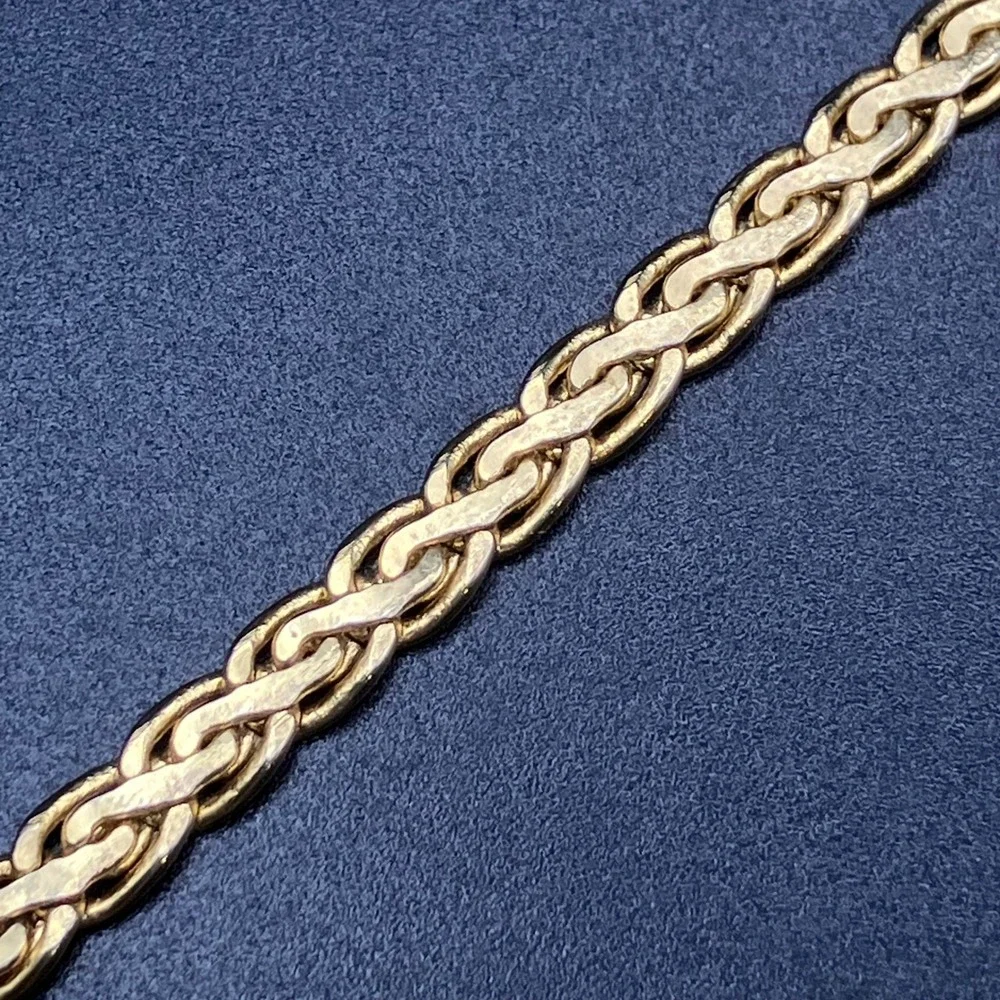 Vintage Braided Chain Necklace Gold Tone Chunky Layering 17in